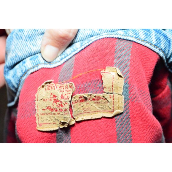 Levis Jacket Vintage Blue Denim Flannel Lining Trucker Women's Size Small READ - Picture 6 of 8